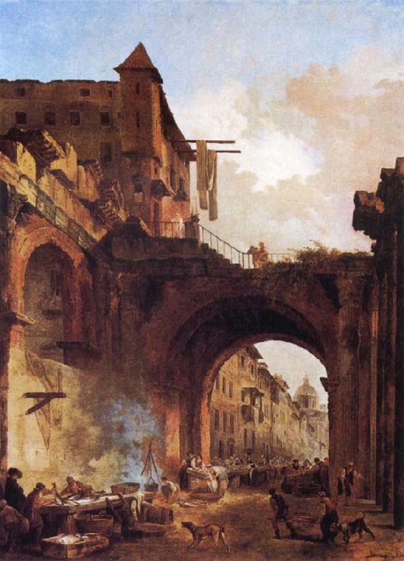 ROBERT, Hubert The Porta Octavia in Rome oil painting image